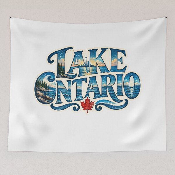 Item preview, Lake Ontario Canada Great Lakes Vintage Art designed and sold by Path to Somewhere .