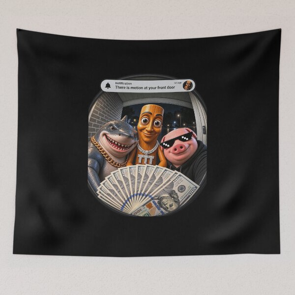 Item preview, Funny Front Door Alert Cartoon Tung Sahur and Crew Art designed and sold by elderberry.