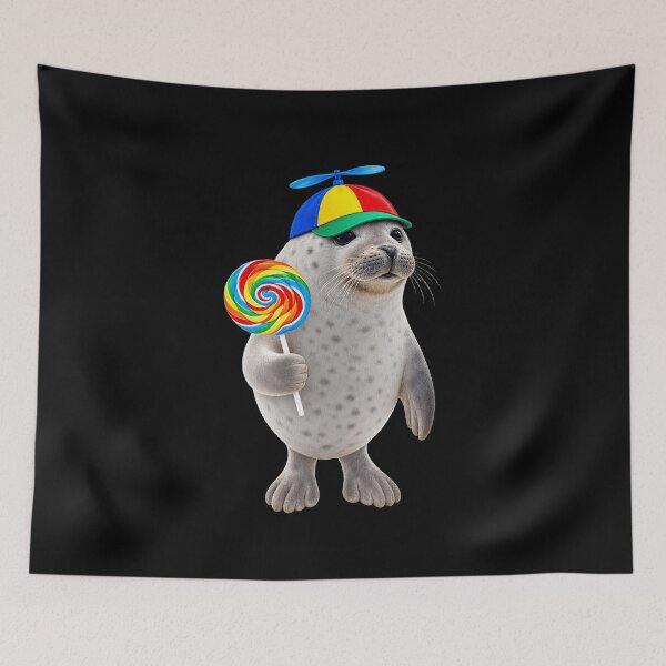Item preview, Funny Spotted Seal Lollipop Propeller Hat Silly Meme Art designed and sold by elderberry.