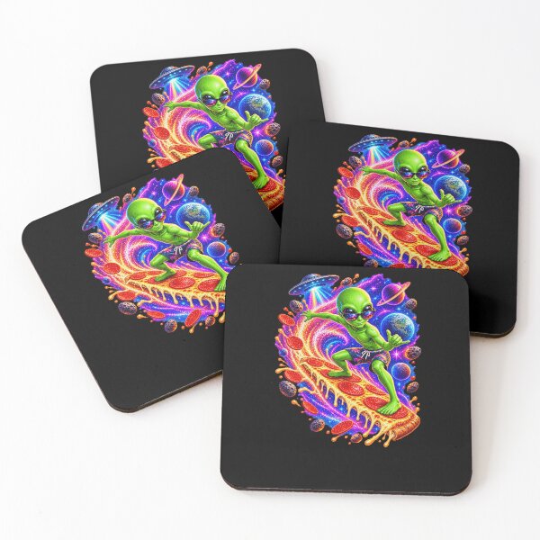Item preview, Funny Alien Pizza Space Surfer Art designed and sold by elderberry.