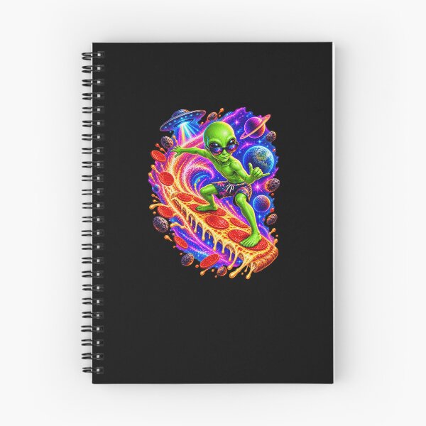 Item preview, Funny Alien Pizza Space Surfer Art designed and sold by elderberry.