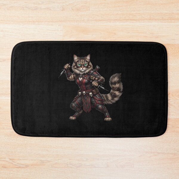 Item preview, Assassin Cat - Female Ninja Warrior with Daggers Fantasy Art designed and sold by TOOBIC.