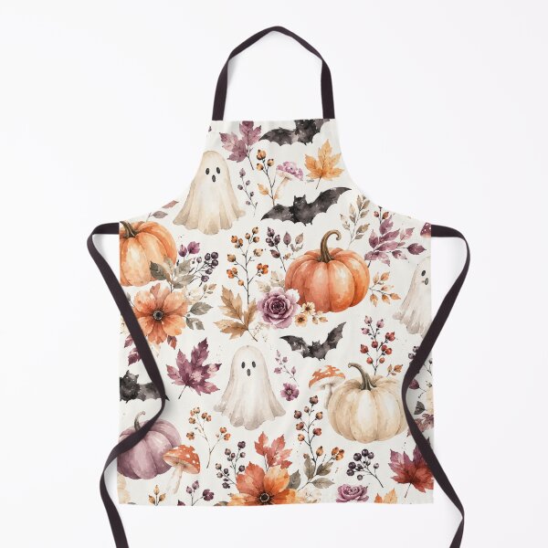 Item preview, Cozy Watercolor Autumn Halloween Pattern – Ghosts Pumpkins Bats Mushrooms designed and sold by DreamPixelPrint.