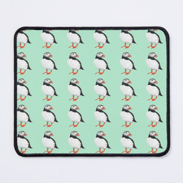Item preview, Puffin pastel art on mint green background designed and sold by IslesArt.