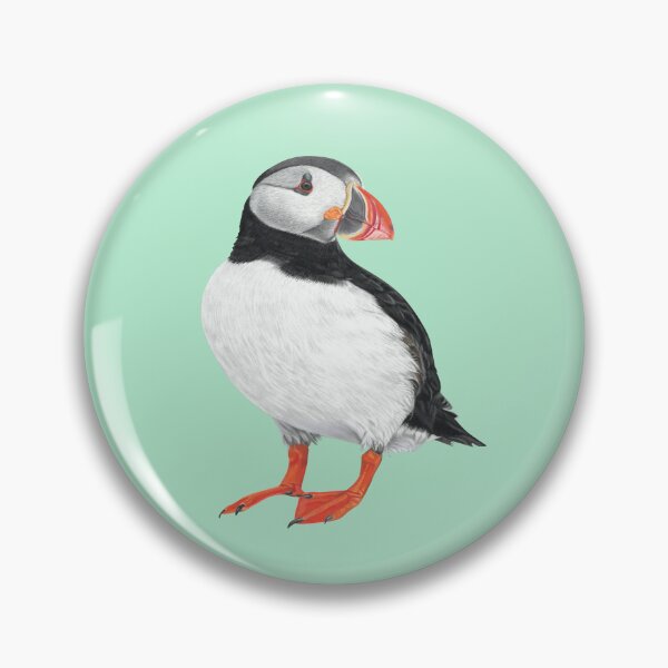 Item preview, Puffin pastel art on mint green background designed and sold by IslesArt.