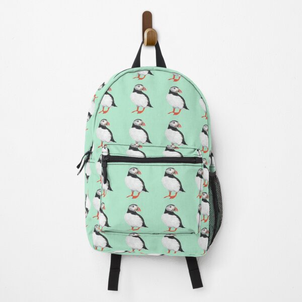 Item preview, Puffin pastel art on mint green background designed and sold by IslesArt.