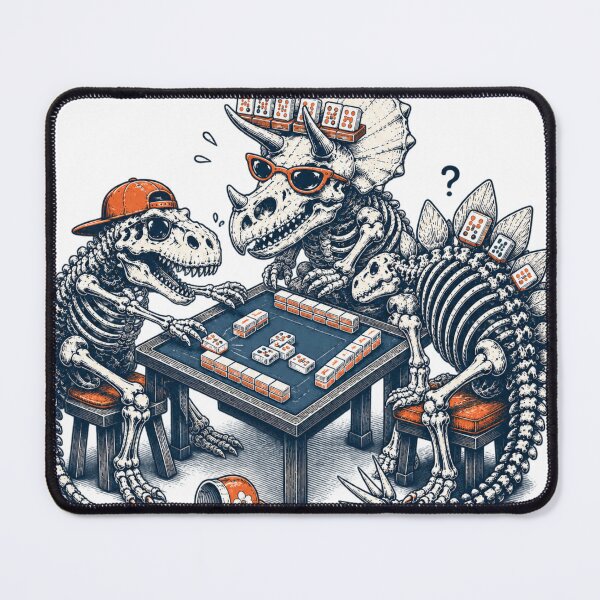 Item preview, Funny Dinosaur Skeleton Mahjong Game Night - Vintage Skeleton T-Rex Stegosaurus Triceratops Tabletop Gamer Illustration designed and sold by zhivago1980.