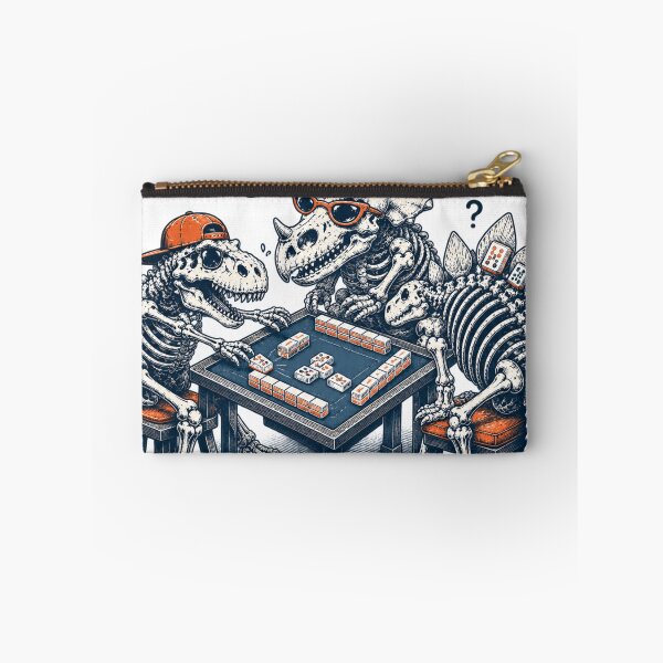 Item preview, Funny Dinosaur Skeleton Mahjong Game Night - Vintage Skeleton T-Rex Stegosaurus Triceratops Tabletop Gamer Illustration designed and sold by zhivago1980.