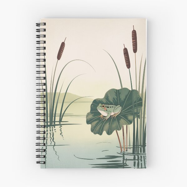 Item preview, Japanese Frog on Water Reed – Ohara Koson Inspired Shin-Hanga Nature Art designed and sold by Tamas Das.
