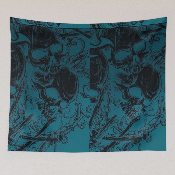 Item preview, Mall Goth Cyber Sigilism Teal Skull - Dark Aesthetic Filigree Graphic designed and sold by BrontesWhimsyStore.