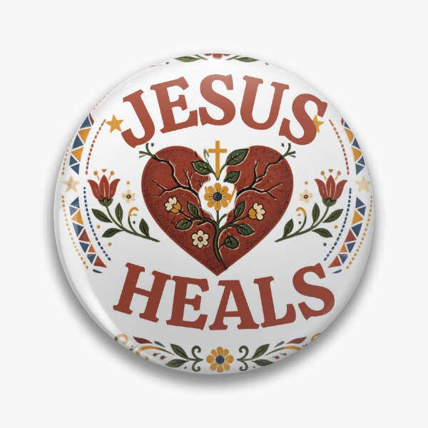 Item preview, Jesus Heals Vintage Christian Folk Art designed and sold by MerchVersum.
