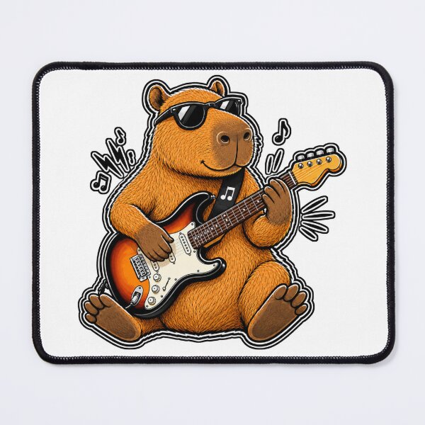Item preview, Capybara Playing Electric Guitar Funny Music designed and sold by WeirdlyMild.
