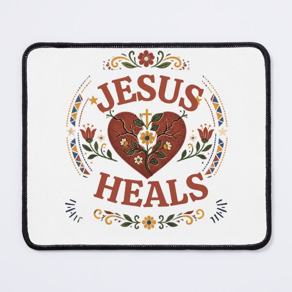 Item preview, Jesus Heals Vintage Christian Folk Art designed and sold by MerchVersum.