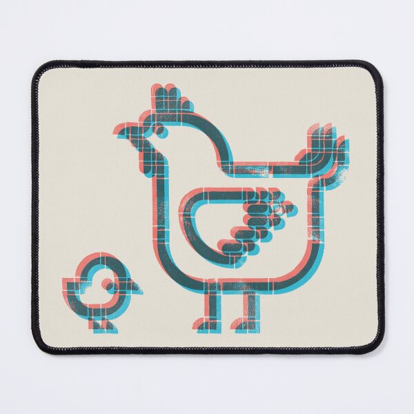 Item preview, Freshly Hatched | Geometric Bird Illustration - carmine and turquoise designed and sold by POCOmuchoStudio.