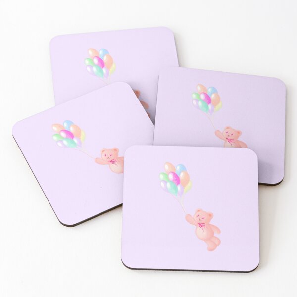Item preview, Pink Bear with Pastel Balloons designed and sold by GomTaeng.