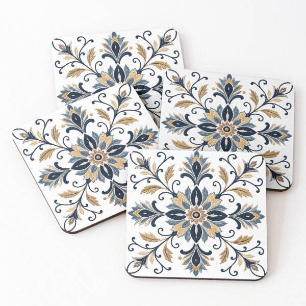 Item preview, Boho Blue & Gold Floral Mandala designed and sold by Punch-E415.