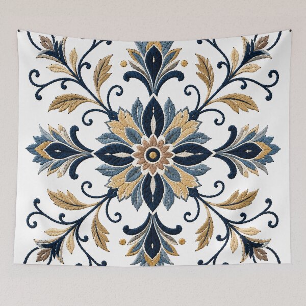 Item preview, Boho Blue & Gold Floral Mandala designed and sold by Punch-E415.