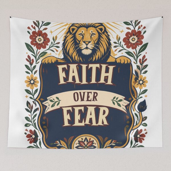 Item preview, Faith Over Fear Vintage Christian Folk Art designed and sold by MerchVersum.