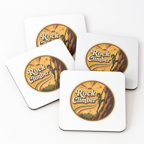 Item preview, Rock Climbing Retro 70s Vintage Outdoor Gift Sticker designed and sold by RedRubyBubble.
