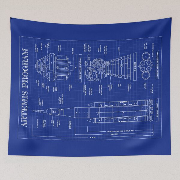 Aperçu de l'œuvre Space Launch System (SLS) Artemis Program (Blueprint Vertical) créée et vendue par BGALAXY.