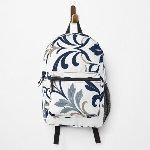 Item preview, Navy Blue & Beige Vintage Floral Damask Ornament designed and sold by Punch-E415.