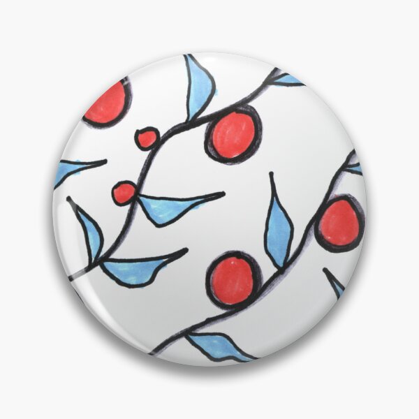 Item preview,  Red Berries and Blue Leaves Pattern designed and sold by Ipek Morel.