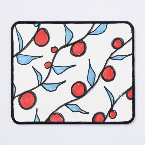 Item preview, Red Berries and Blue Leaves Pattern designed and sold by Ipek Morel.