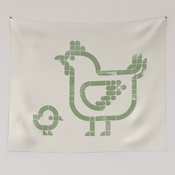 Item preview, Freshly Hatched | Geometric Bird Illustration - sage green designed and sold by POCOmuchoStudio.