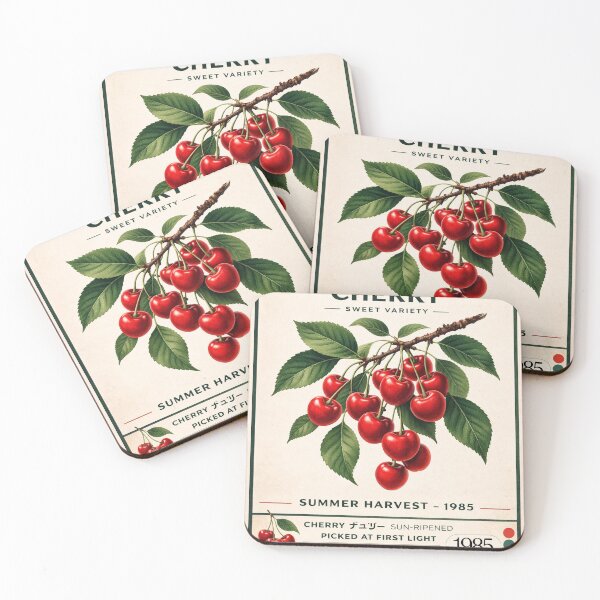 Item preview, Cherry Summer Harvest 1985 – Vintage Japanese Fruit Poster designed and sold by StillandStory.