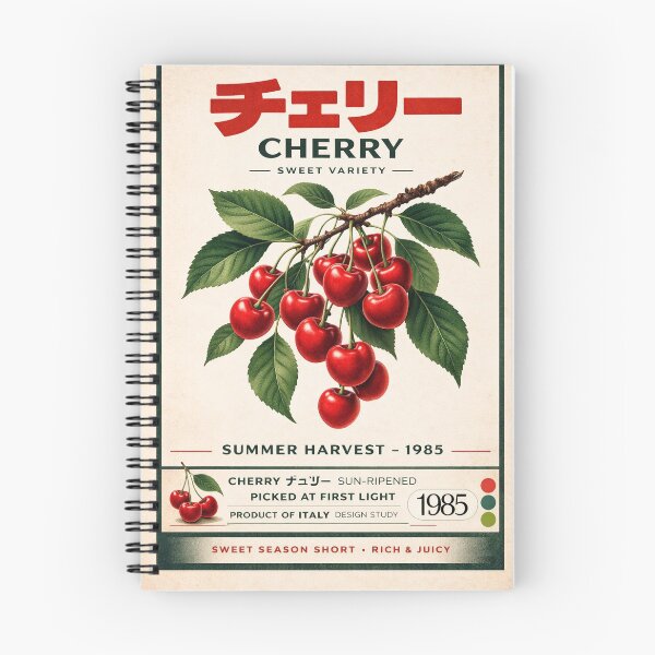 Item preview, Cherry Summer Harvest 1985 – Vintage Japanese Fruit Poster designed and sold by StillandStory.