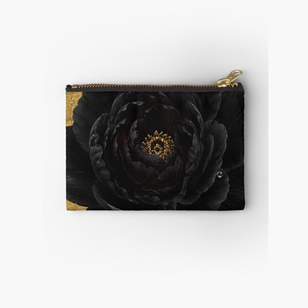 Item preview, Black Peony on Cracked Gold Japanese Washi designed and sold by MouradStudio.