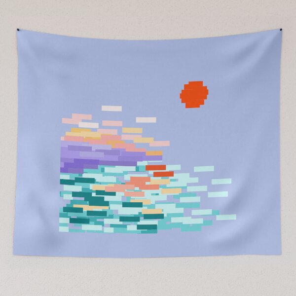 Item preview, Pixel Impressionist Sunset Ocean | Monet Inspired Digital Art designed and sold by PoeticRecipeST.