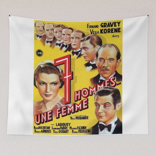 Aperçu de l'œuvre Sept hommes, une femme (1936) Affiche vintage créée et vendue par bargoghandry.