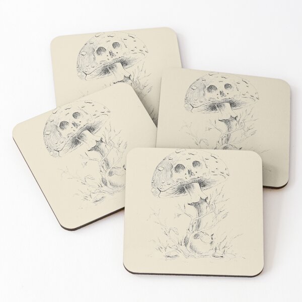 Item preview, Death Cap Skull Mushroom – Dark Botanical Ink Illustration designed and sold by simh.