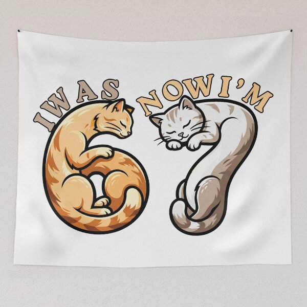 Item preview, i was 6 now i'm 7 birthday funny meme six seven cat mama 67 designed and sold by ArtDesignTp.