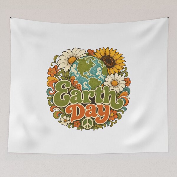 Item preview, Groovy 70s Retro Earth Day - Hippie Flower Power Daisies & Peace Sign Graphic designed and sold by BearLoveDesign.