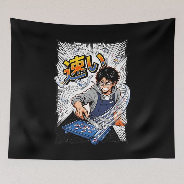 Item preview, Fast Anime Pharmacy Tech Pill Counting Shonen Rush Pharmacy Humor Aesthetic designed and sold by mood-draftsman.