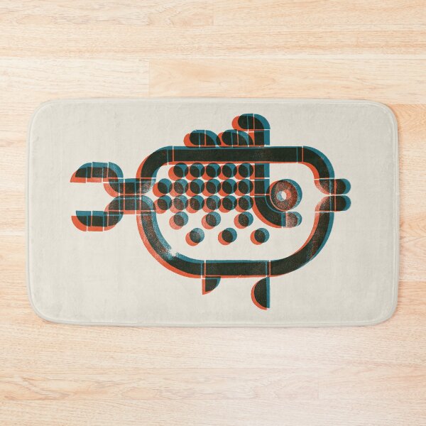 Item preview, Blue Current — Fish | Geometric Marine Art - carmine and petrol blue designed and sold by POCOmuchoStudio.