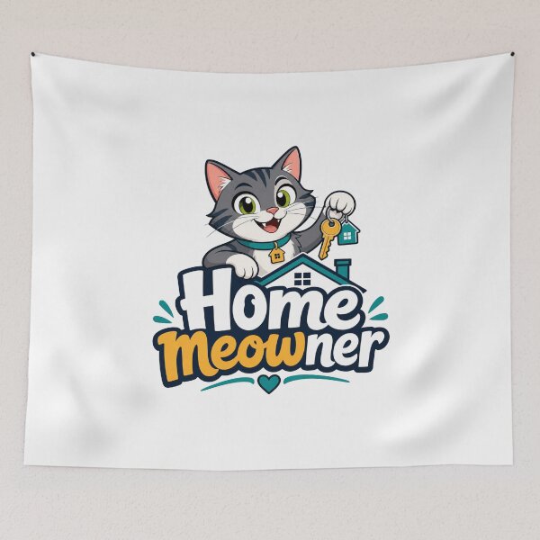 Item preview, Home MEOWner Tabby Cat Holding Keys designed and sold by BearLoveDesign.