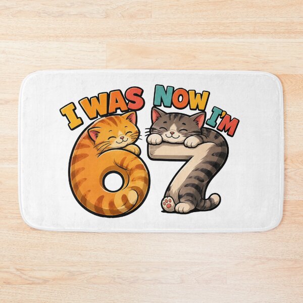 Item preview, I Was 6 Now I Am 7 birthday 6 7 six seven cat mom designed and sold by ArtDesignTp.