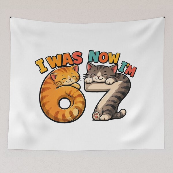 Item preview, I Was 6 Now I Am 7 birthday 6 7 six seven cat mom designed and sold by ArtDesignTp.