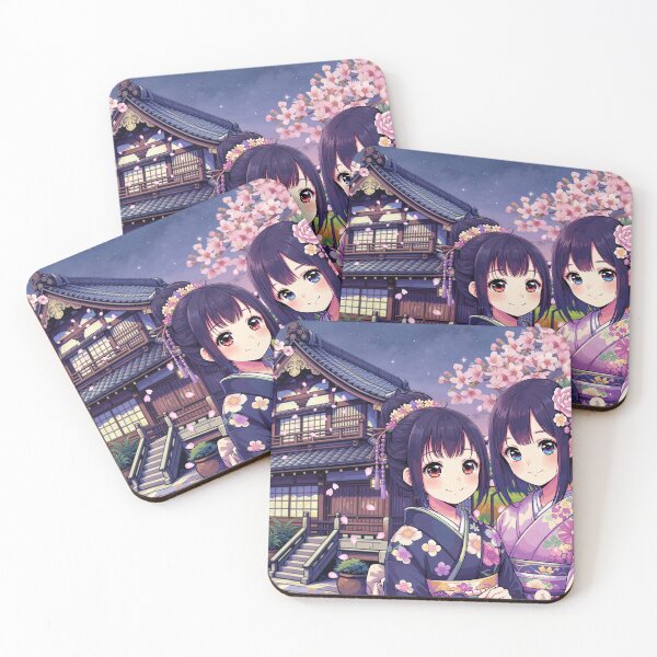 Item preview, Manga girls, Japanese-style house and twilight landscape designed and sold by DOMANGA.