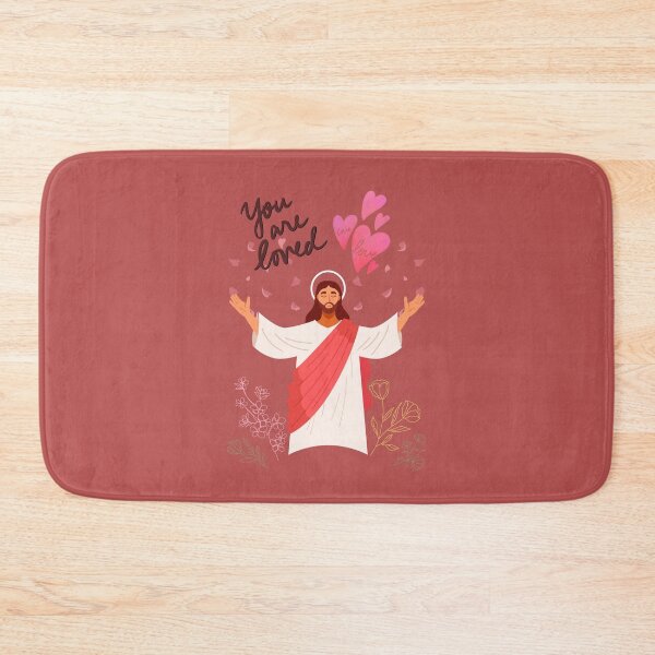 Item preview, "You are loved" Jesus - Illustration Hearts and Flowers Old Rose designed and sold by Dany and Dom.