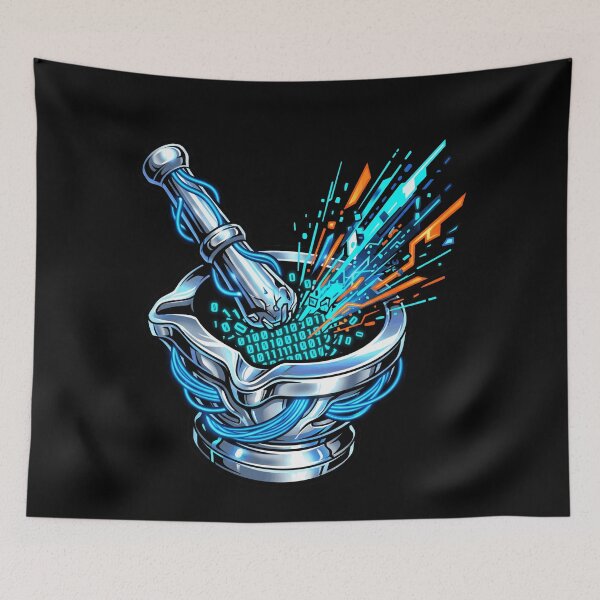 Item preview, Cyberpunk Mortar and Pestle Binary Code Pharmacy Tech Bio Informatics Aesthetic designed and sold by mood-draftsman.