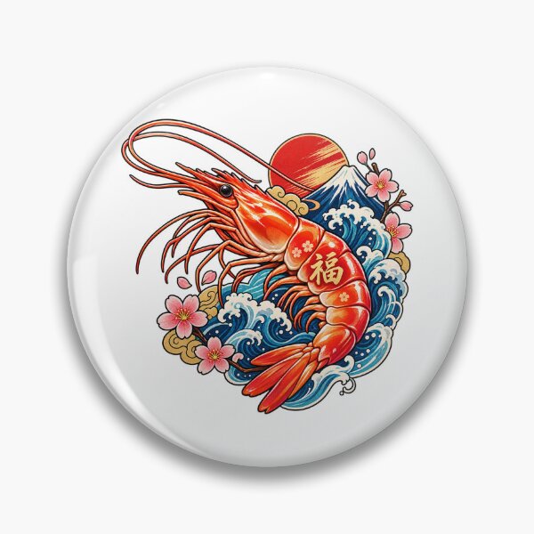 Item preview, Lucky Shrimp – Japanese Fortune Wave designed and sold by fuku-mono.
