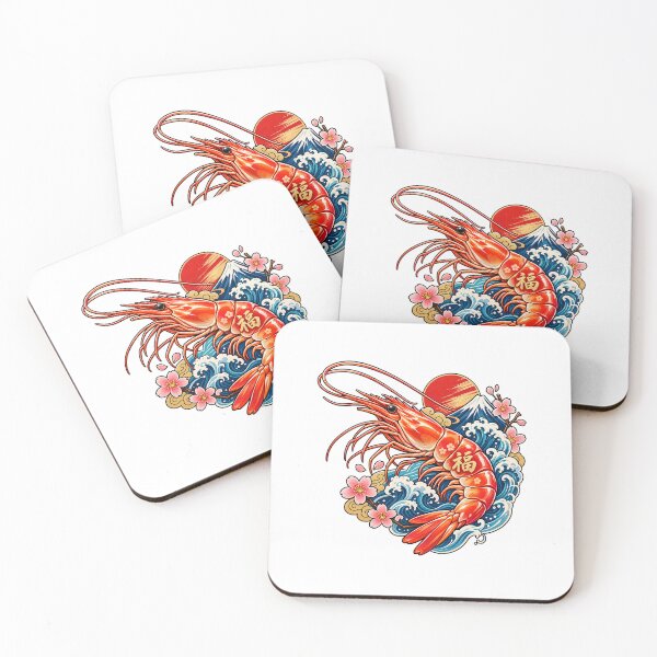 Item preview, Camarones de la Suerte – Ola de la Fortuna Japonesa designed and sold by fuku-mono.