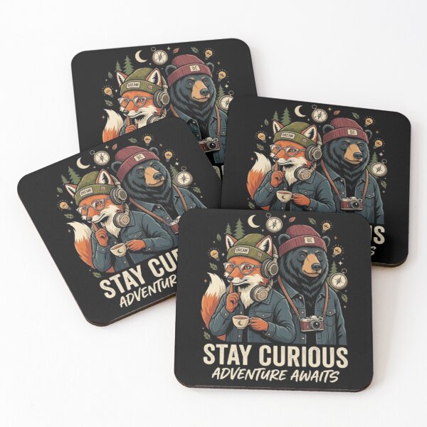 Item preview, Stay Curious – Fox and Bear Adventure Artwork designed and sold by Dogandesighn.