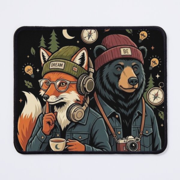 Item preview, Stay Curious – Fox and Bear Adventure Artwork designed and sold by Dogandesighn.