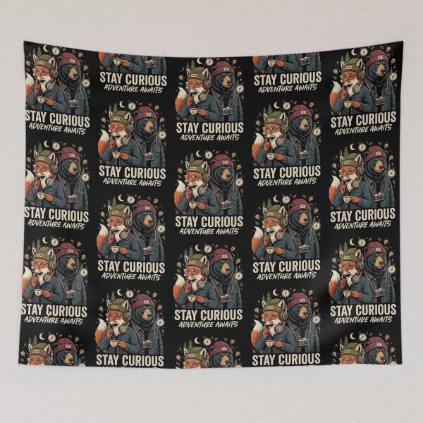 Item preview, Stay Curious – Fox and Bear Adventure Artwork designed and sold by Dogandesighn.