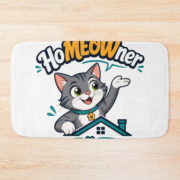 Item preview, Home MEOWner Welcoming Cat on Roof - Cute Housewarming & New Homeowner Gift designed and sold by BearLoveDesign.